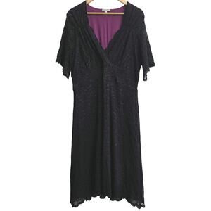 Kiyonna Women's Black Lace Overlay Purple Lining Plus 18/20 Whimsigoth Witchy